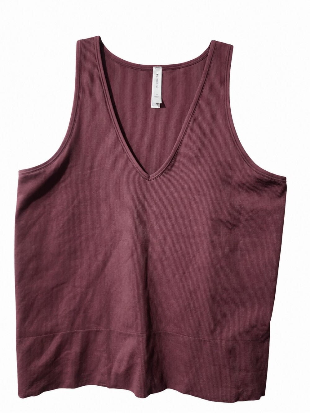 Womens Plus Athleta Aurora Seamless Ribbed V-Neck Tank Top Mauve Purple/pink 1X